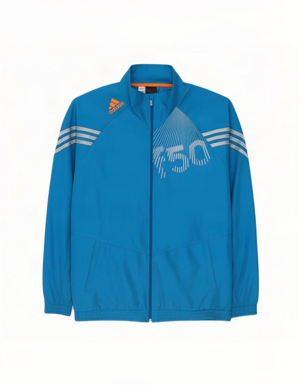 Adidas Mens Graphic Tracksuit Top Jacket Medium Blue Polyester