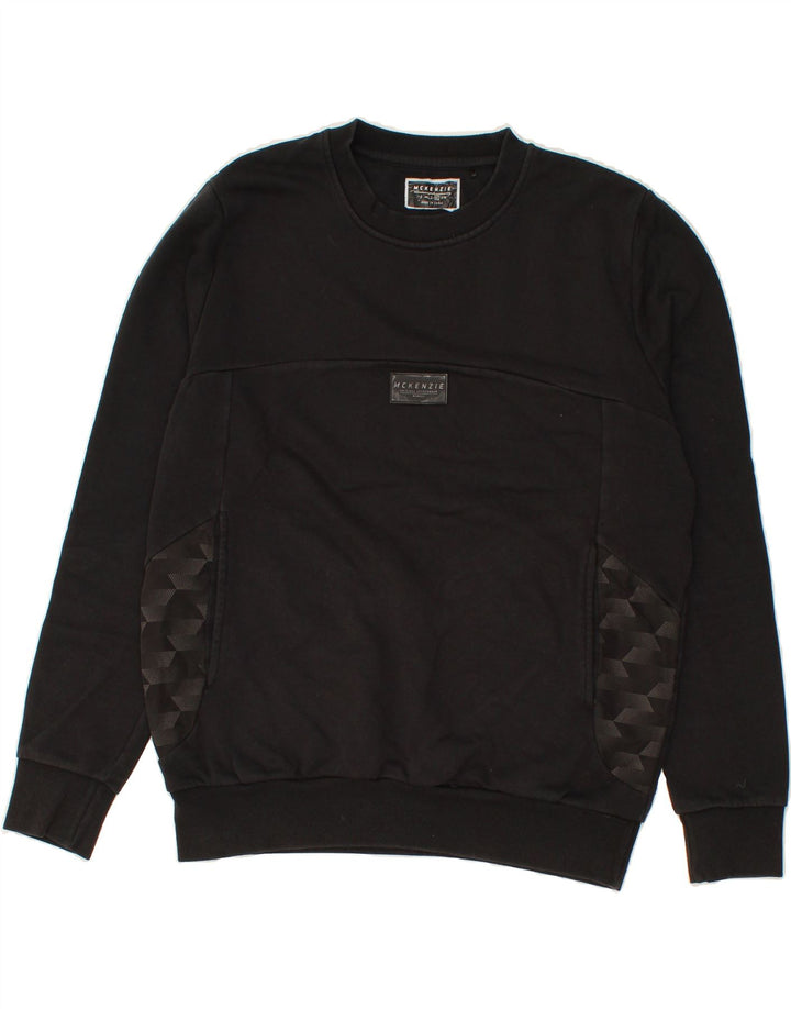 MCKENZIE Mens Sweatshirt Jumper XL Black Geometric Polyester Vintage Mckenzie and Second-Hand Mckenzie from Messina Hembry 