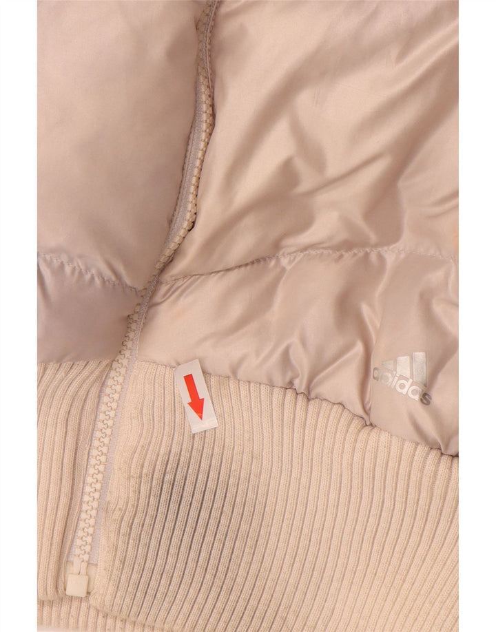 Adidas Womens Padded Jacket UK 12 Medium Beige Nylon