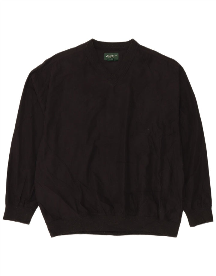 EDDIE BAUER Mens Loose Fit Top Long Sleeve Large Black Polyester