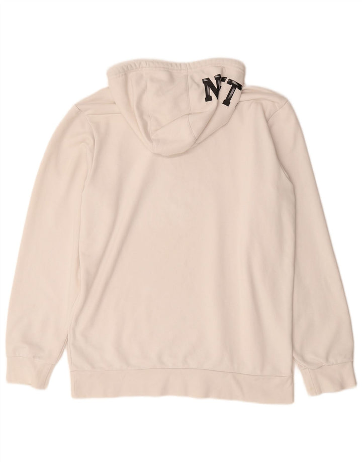 Adidas Herre Brooklyn Nets Grafisk Hættetrøje Jumper Medium Hvid Bomuld