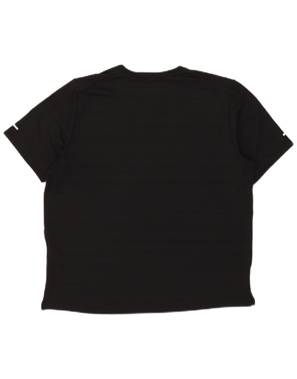 Nike Mens Dri Fit T-Shirt Top Large Black Pinstripe Polyester