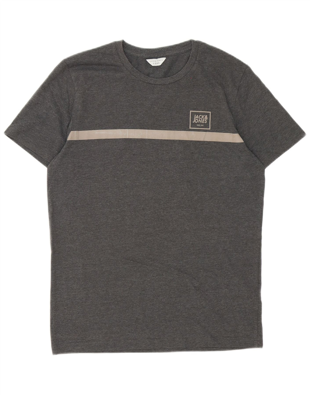 Jack & Jones Mens T-Shirt Top Small Grey Colourblock Cotton