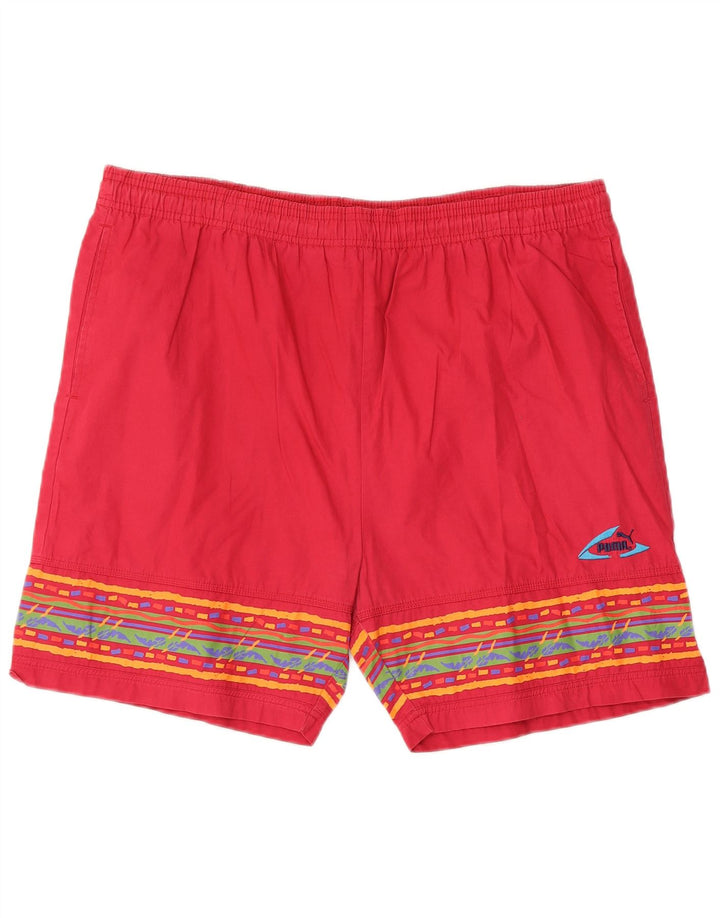 Puma Mens Sport Shorts Large Red Geometric Cotton