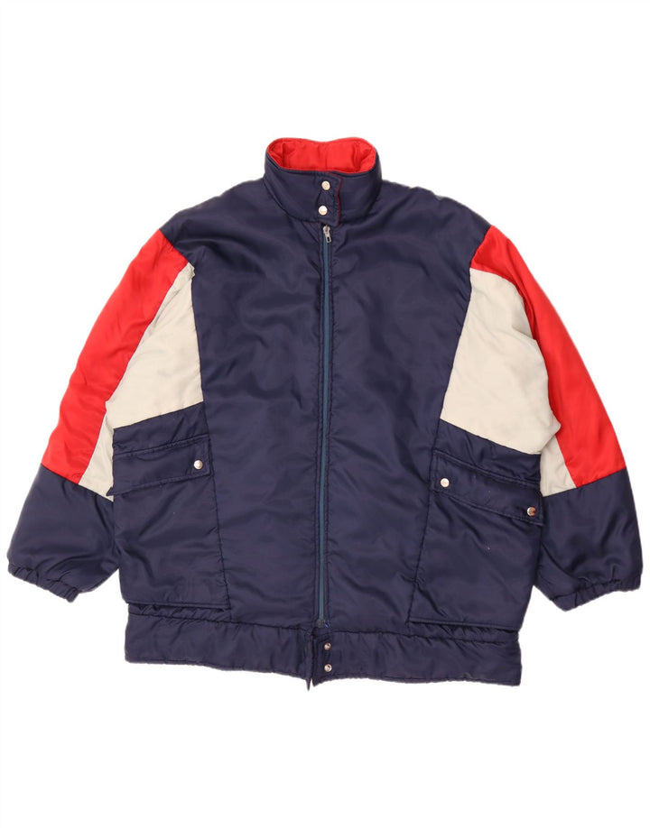 Vintage Mens Tracksuit Top Jacket 2XL Navy Blue Colourblock