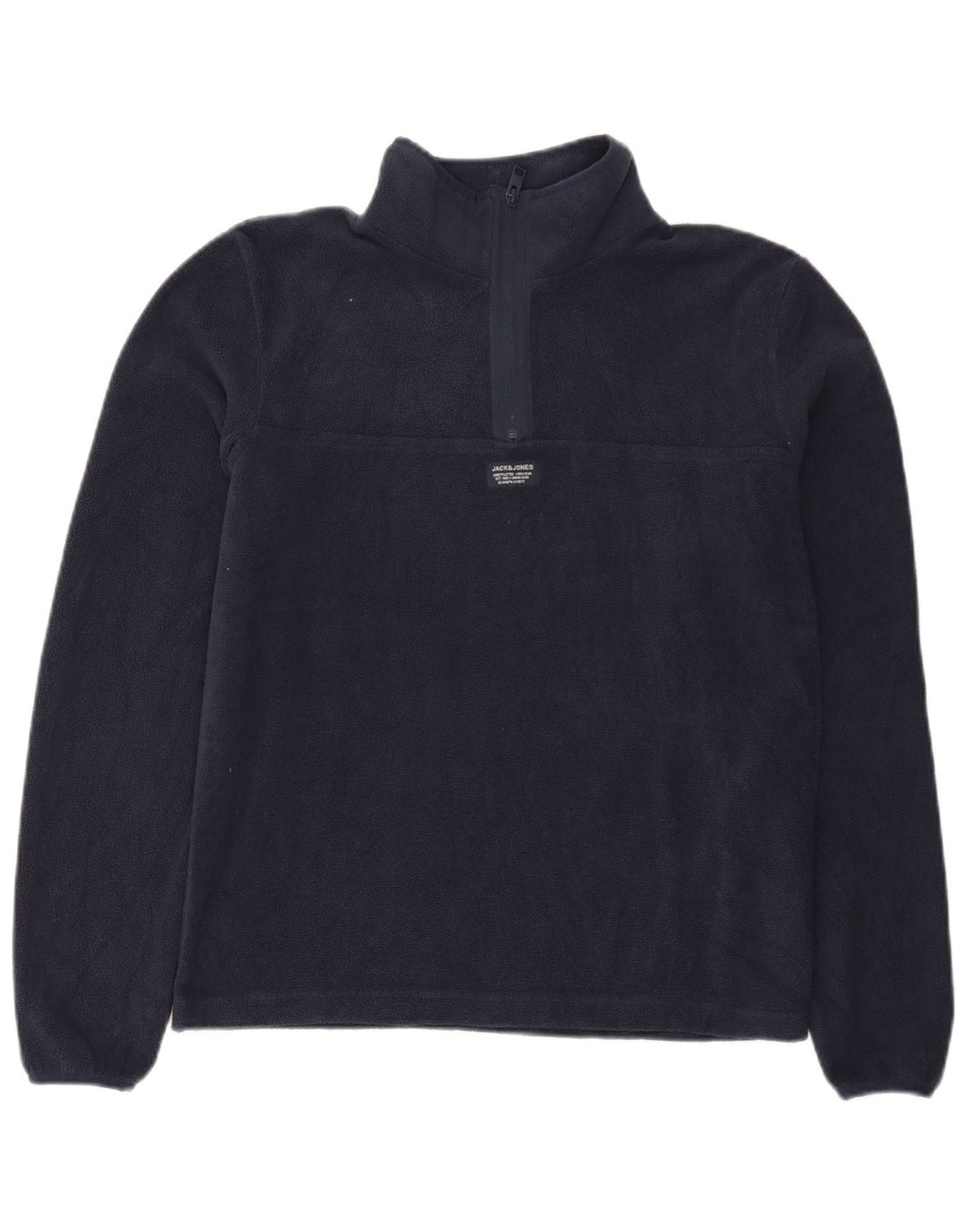 Jack & Jones Herren-Fleecepullover mit Reißverschluss am Hals, Größe S, Marineblau, Polyester