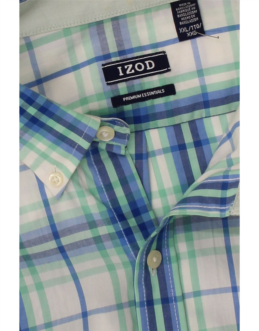 IZOD Mens Shirt 2XL Blue Check Cotton Vintage Izod and Second-Hand Izod from Messina Hembry 