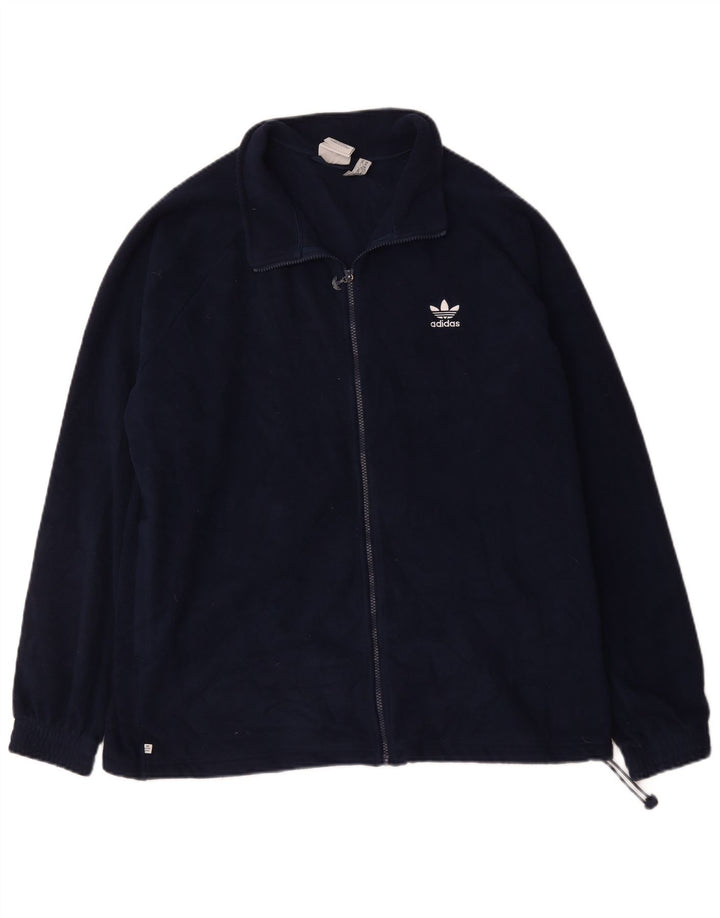 ADIDAS Herre grafisk fleecejakke UK 42 XL Marineblå polyester