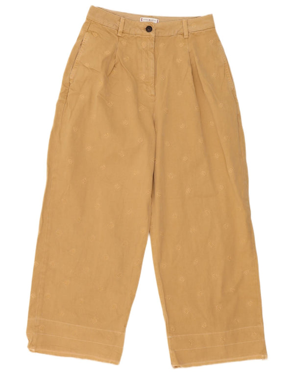 Pantaloni chino grafici da donna Tommy Hilfiger UK 10 piccoli W28 L27 Beige