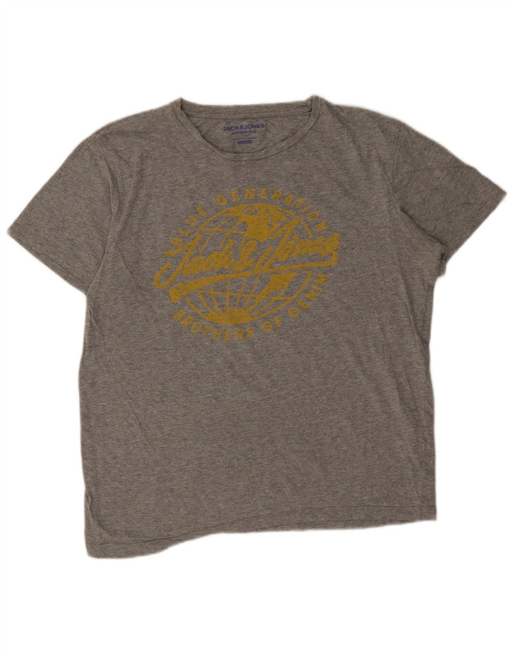 Jack & Jones Herren-T-Shirt mit regulärer Passform, mittelgrau meliert