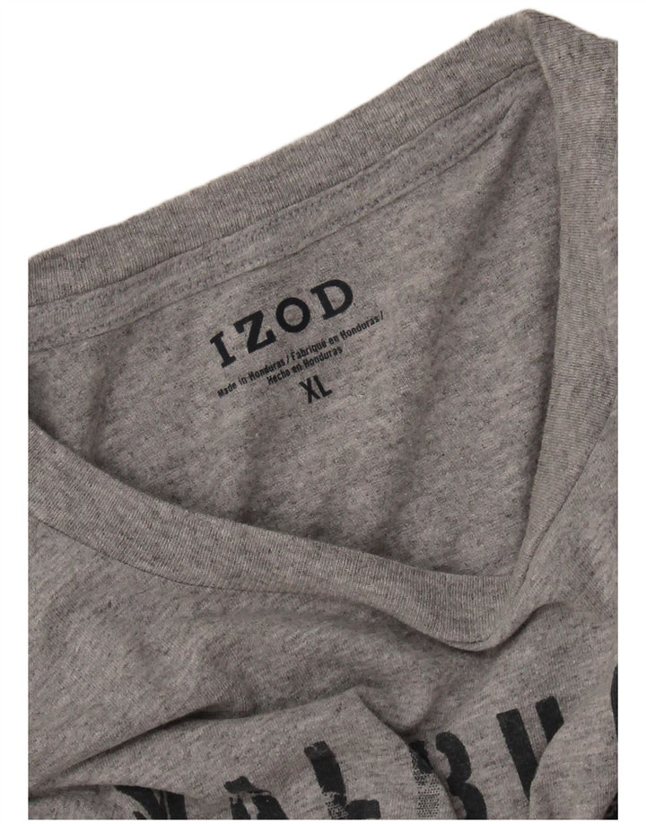 IZOD Mens Graphic T-Shirt Top XL Grey Flecked