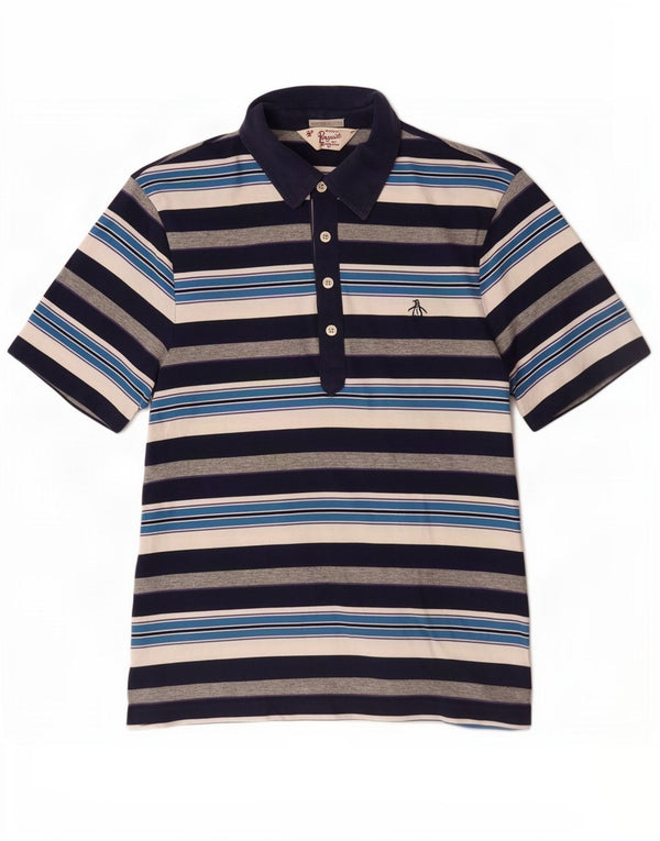 Polo da uomo Penguin Heritage slim fit piccola a righe blu navy
