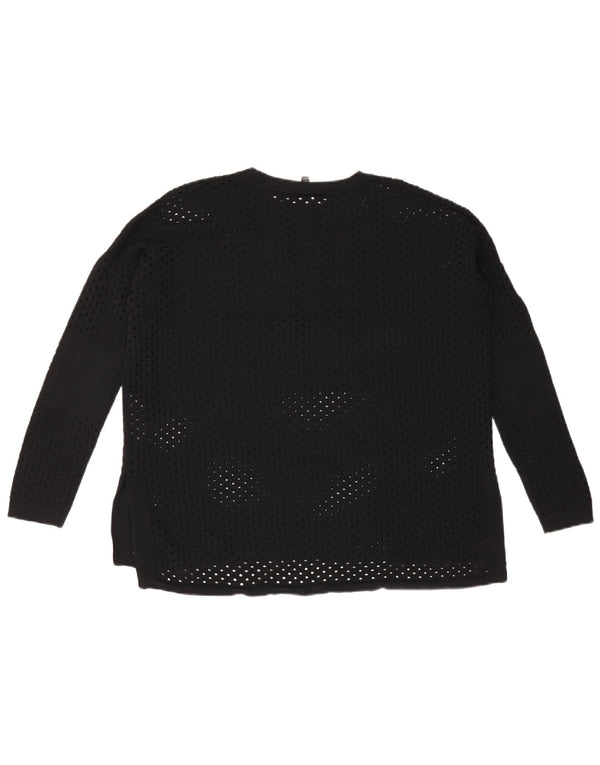 Topshop Womens See Through Crew Neck Jumper Sweater UK 10 Small Black