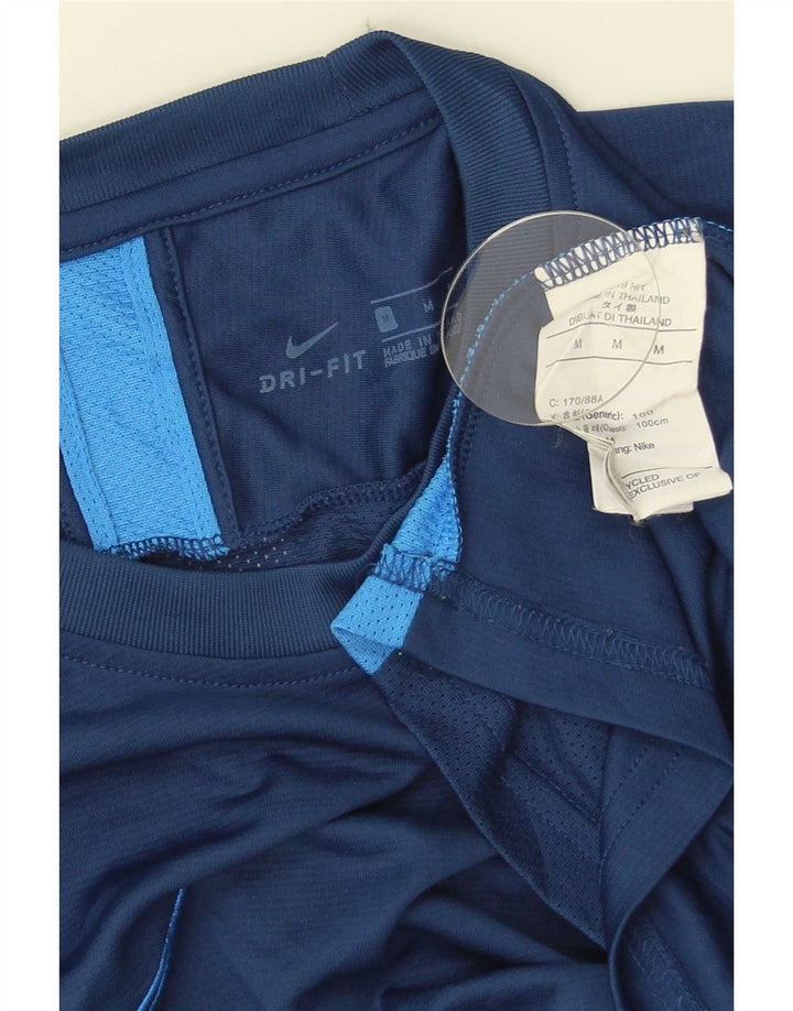 T-shirt Nike da uomo Dri Fit, top in poliestere color block medio blu navy