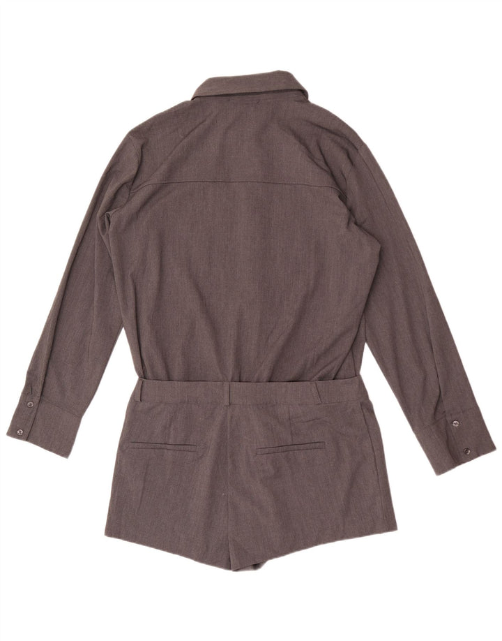 Camisa feminina Zara Playsuit UK 16 grande poliéster cinza