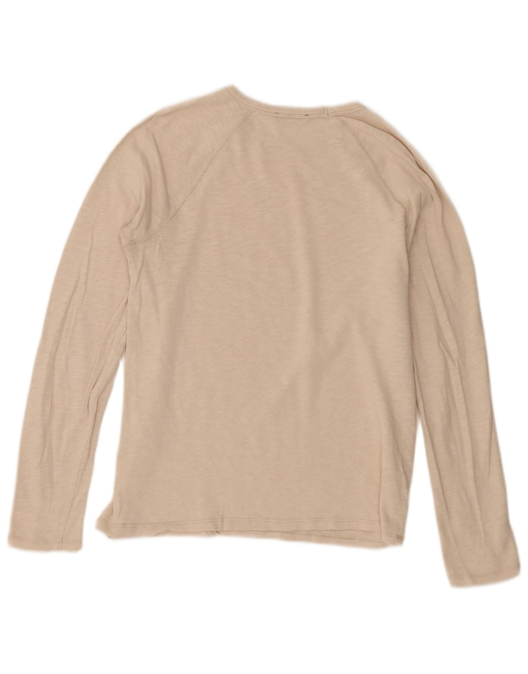 Zara Mens Top Long Sleeve Small Beige Cotton