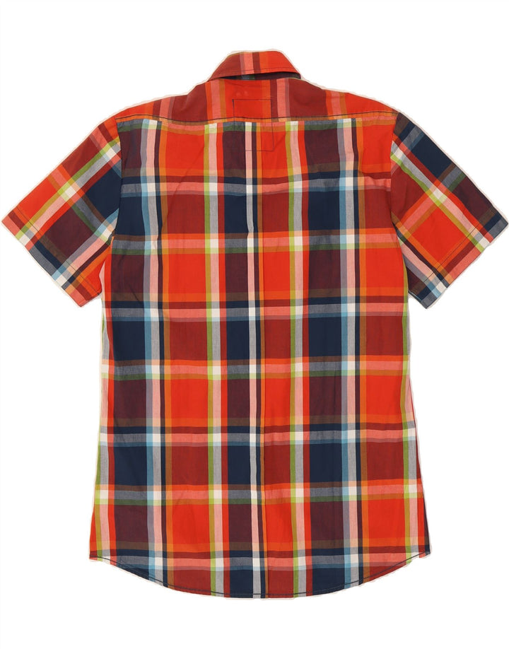 JULES Mens Fitted Short Sleeve Shirt Large Multicoloured Check Cotton Vintage Jules and Second-Hand Jules from Messina Hembry 