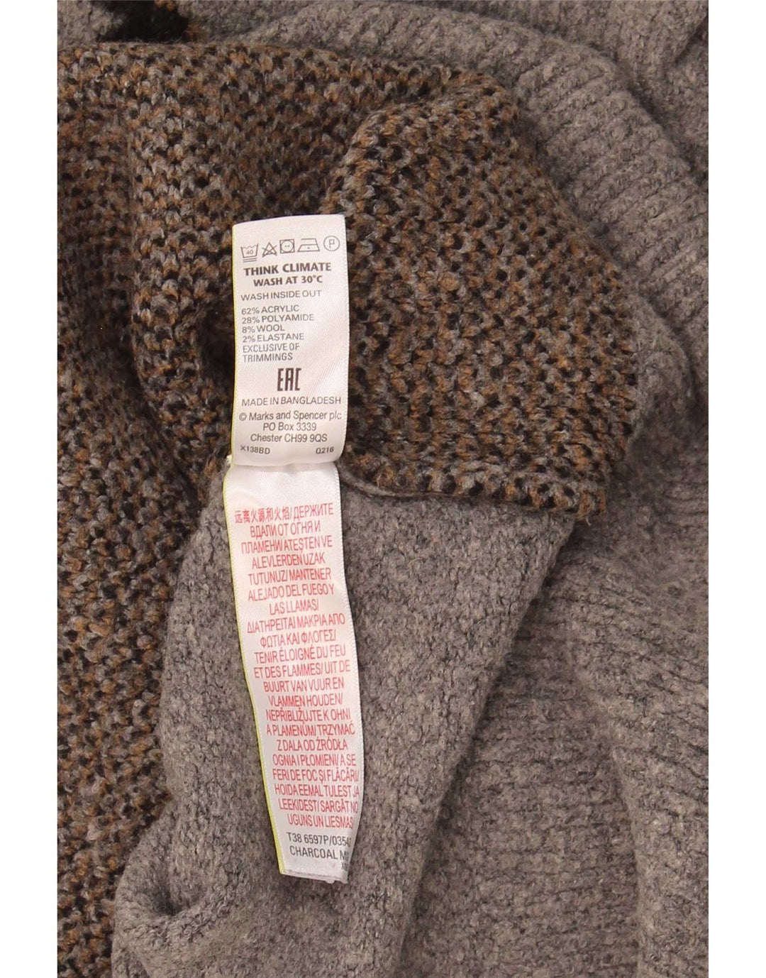 Marks & Spencer Womens Turtle Neck Jumper Sweater UK 18 XL Grey