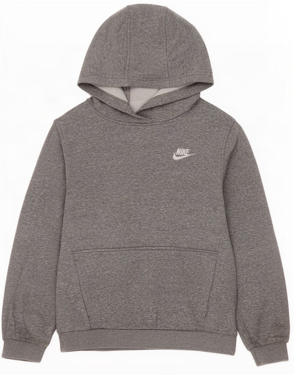 Nike Boys Hoodie Jumper 12-13 Years Large Grey Flecked Cotton