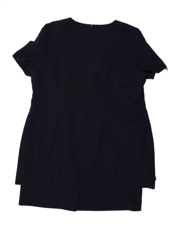 VINTAGE Womens Sheath Dress UK 20 2XL Navy Blue Polyester Vintage Vintage and Second-Hand Vintage from Messina Hembry 