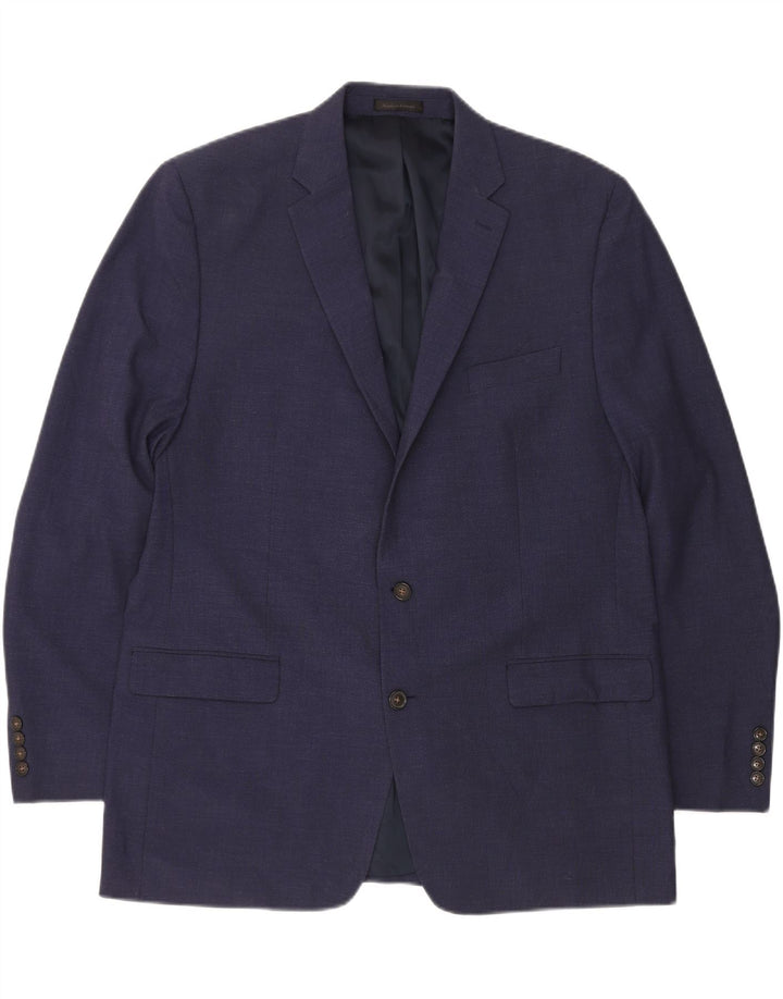 CHAPS Mens 2 Button Blazer Jacket UK 46 3XL Navy Blue Polyester