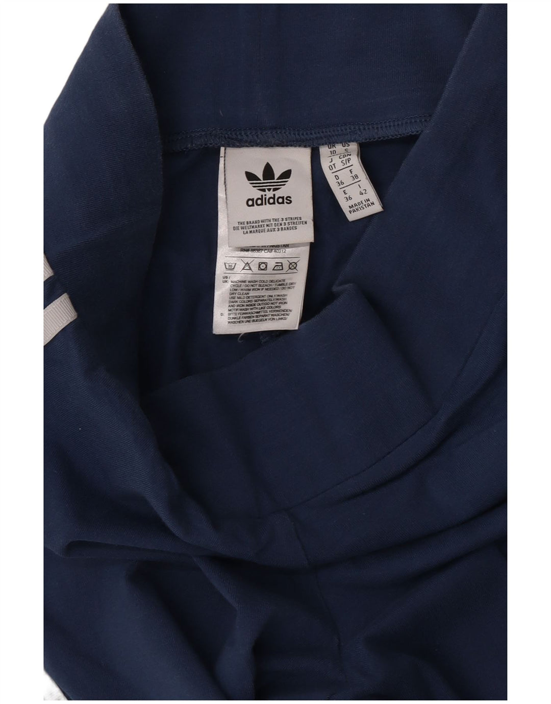 Adidas Womens Leggings UK 10 Small Navy Blue Cotton