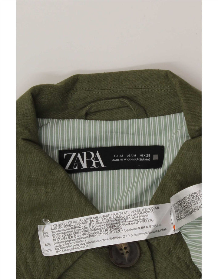 Zara Mujer Chaqueta Utilitaria Extragrande UK 44 Viscosa Verde Medio