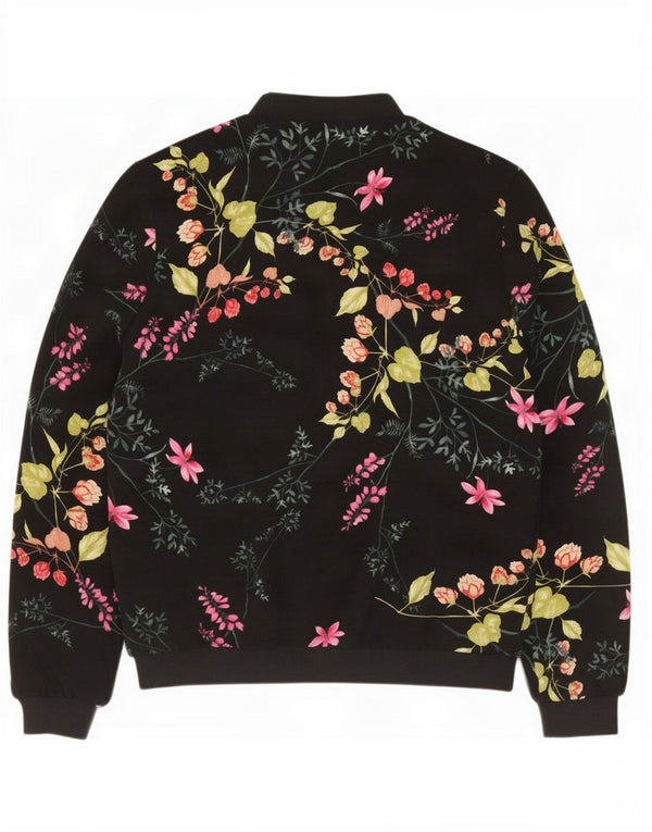 Jaqueta bomber feminina Marks & Spencer grande tamanho UK 10 pequena floral preta