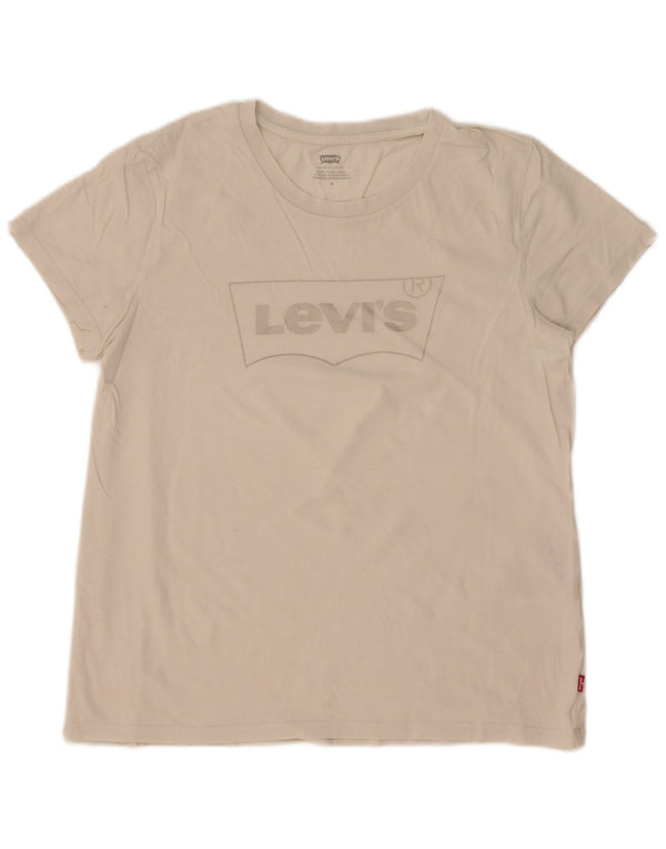 Levi's Womens Graphic T-Shirt Top UK 14 Medium White Cotton