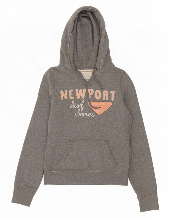Hollister Womens Graphic Hoodie Pullover UK 14 Mittelgraue Baumwolle
