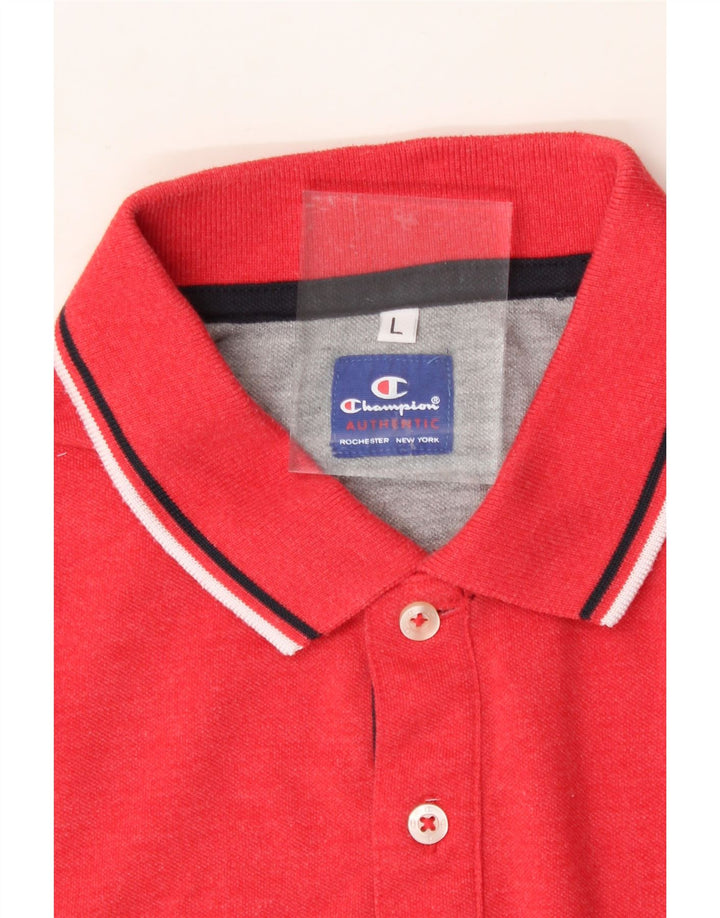 CHAMPION Mens Polo Shirt Large Red Cotton Vintage Champion and Second-Hand Champion from Messina Hembry 
