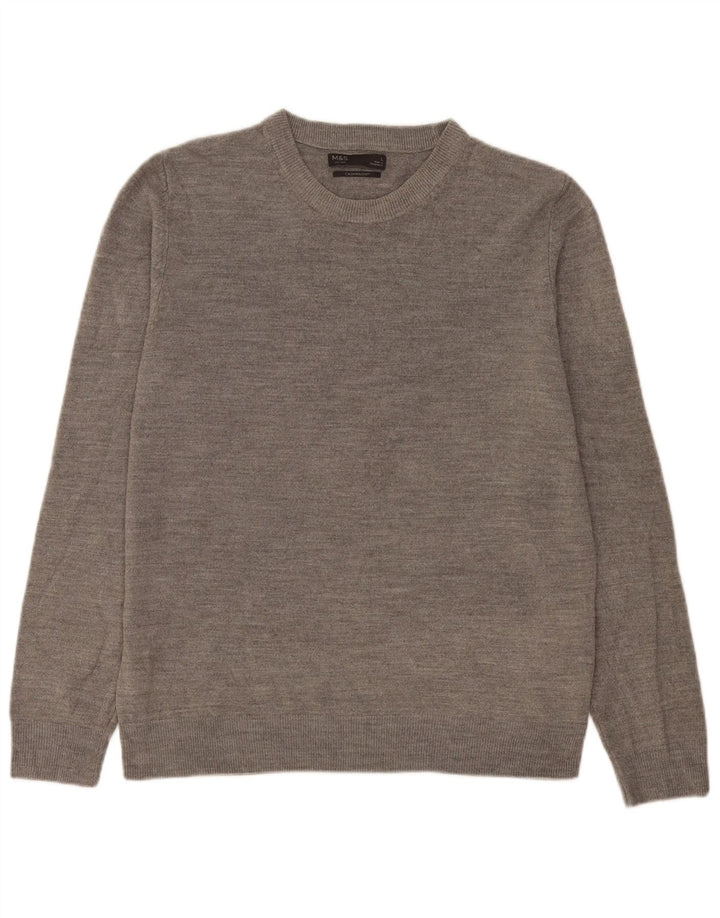 Marks & Spencer Mens Boat Neck Jumper Sweater Large Grey Flecked Acrylic