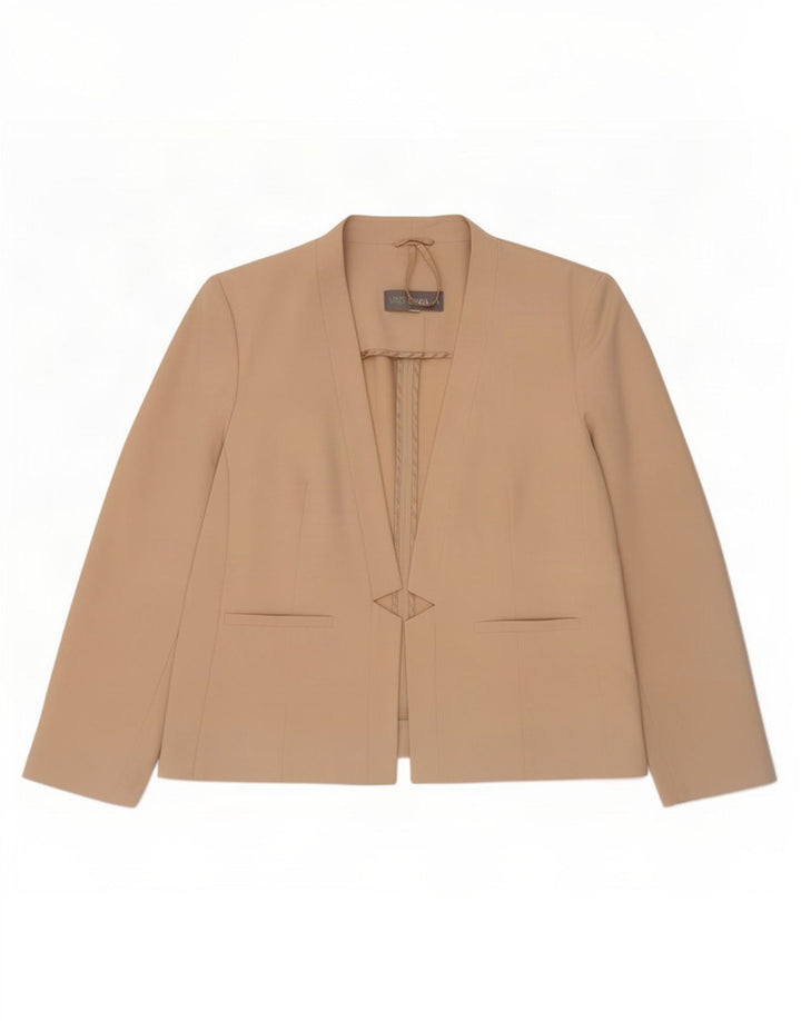 Jaqueta Blazer aberta feminina Marks & Spencer Reino Unido 20 2XL poliéster bege