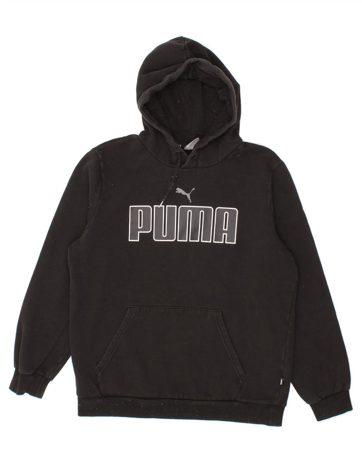 PUMA Mens Graphic Hoodie Jumper Medium Black Cotton Vintage Puma and Second-Hand Puma from Messina Hembry 