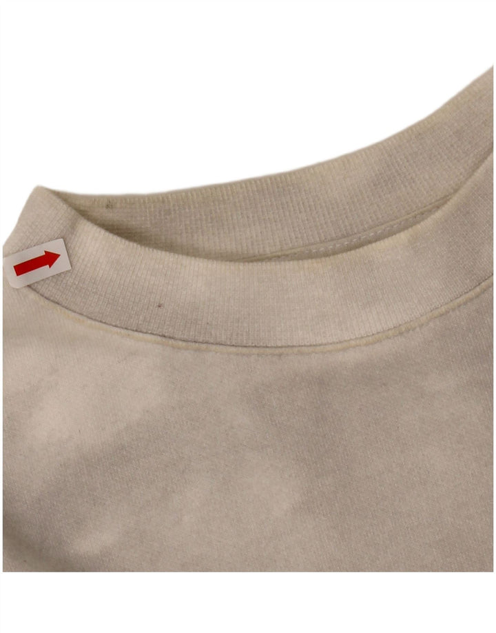 CHAMPION Womens Oversized Crop Sweatshirt Jumper UK 16 Large Off White
