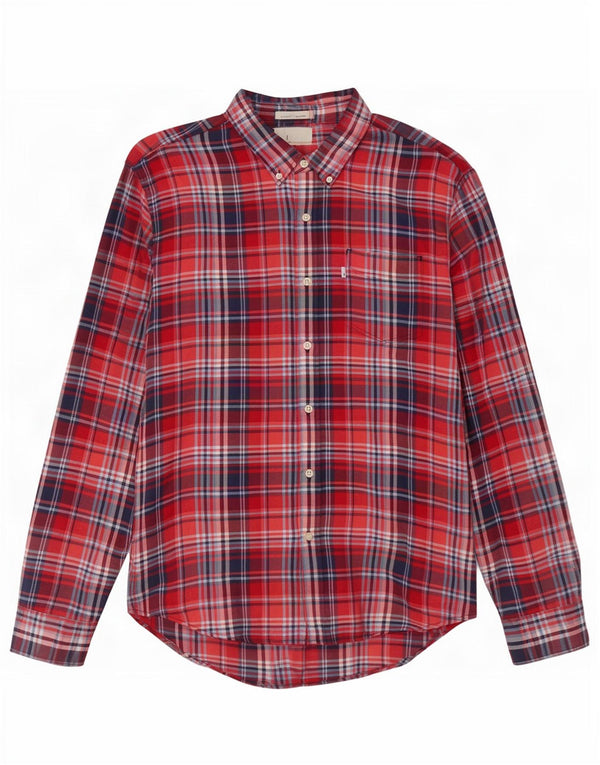 Levi's Camisa de franela slim fit XL de algodón a cuadros rojos para hombre