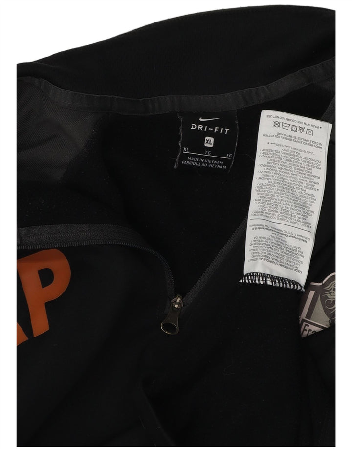 NIKE Mens Dri Fit Graphic Pullover Tracksuit Top XL Black Colourblock