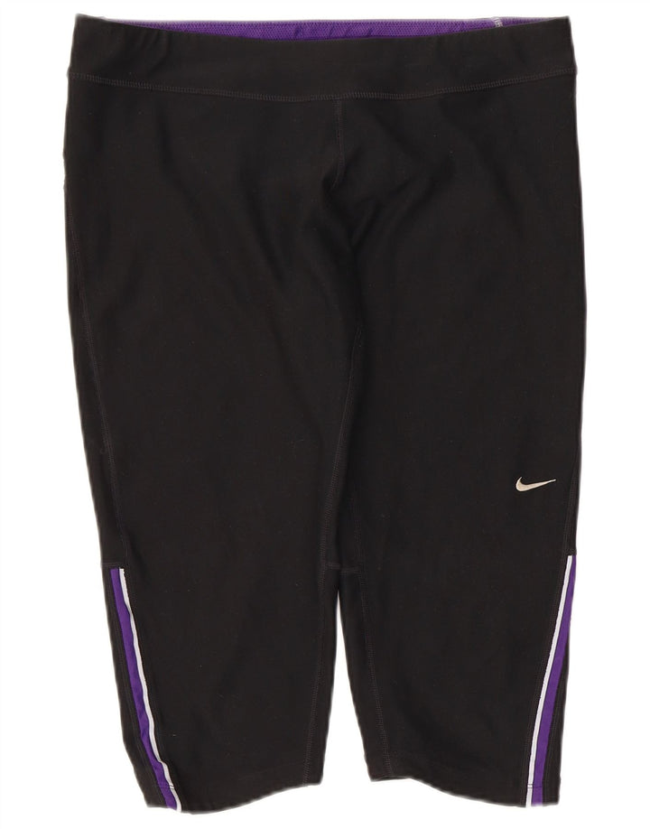Nike Womens Dri Fit Bermuda Sport Shorts UK 14 Large Black Polyester