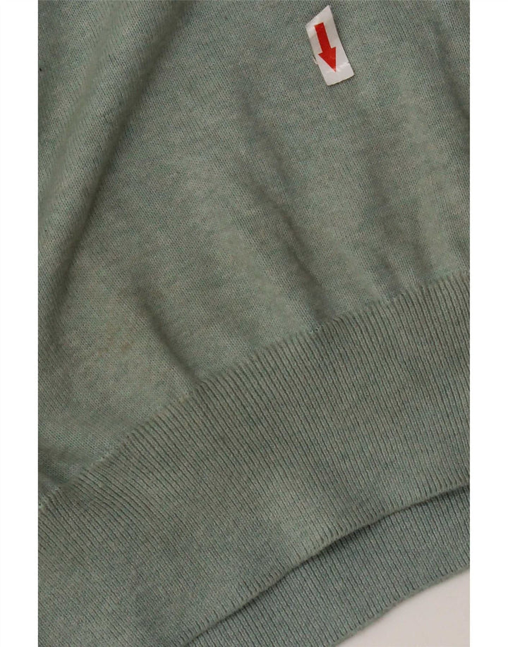 Marks & Spencer Mens Boat Neck Jumper Sweater Medium Green Cotton