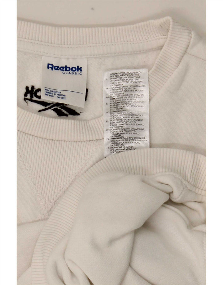 Reebok Womens Graphic Crop Sweatshirt Jumper UK 8/10 Small White Polyester