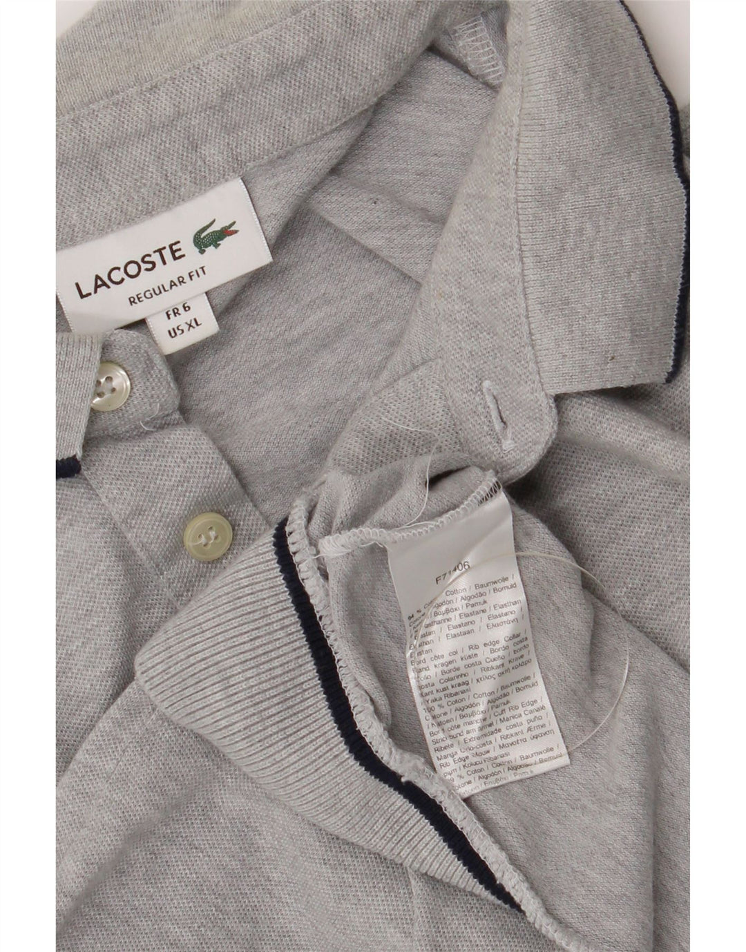 Lacoste Mens Regular Fit Polo Shirt Size 6 XL Grey Cotton