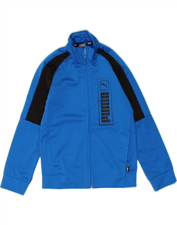 PUMA Boys Graphic Tracksuit Top Jacket 9-10 Years Blue Colourblock | Vintage Puma | Thrift | Second-Hand Puma | Used Clothing | Messina Hembry 