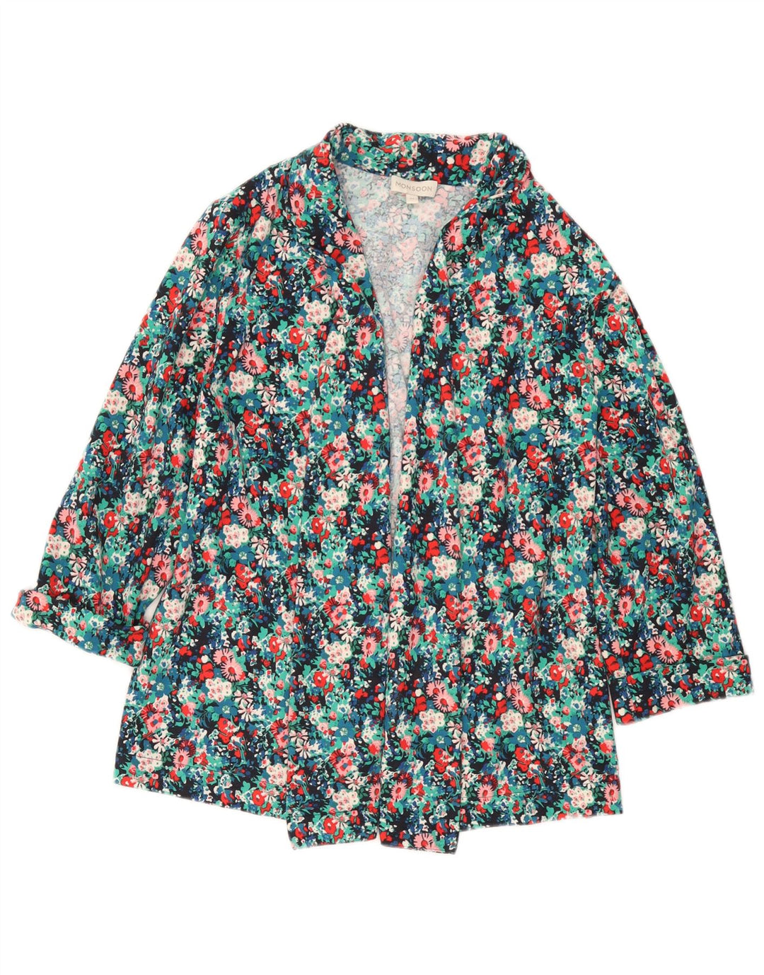 MONSOON Womens Open Blazer Jacket UK 14 Medium Multicoloured Floral