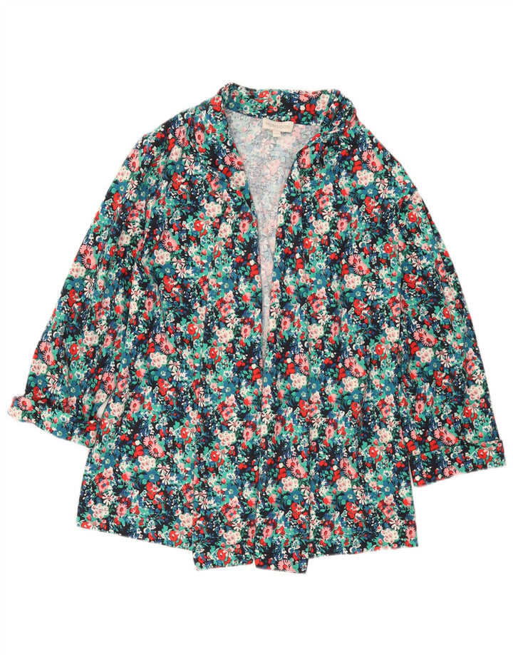 MONSOON Womens Open Blazer Jacket UK 14 Medium Multicoloured Floral