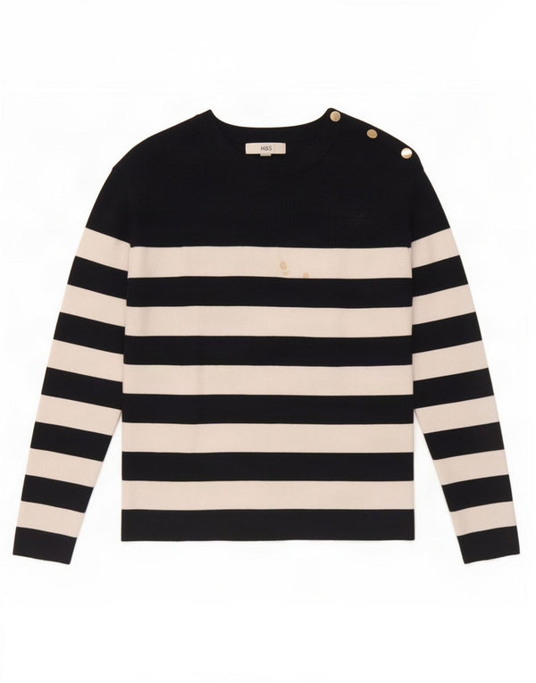 Marks & Spencer Womens Boat Neck Jumper Sweater UK 10 Small Navy Blue