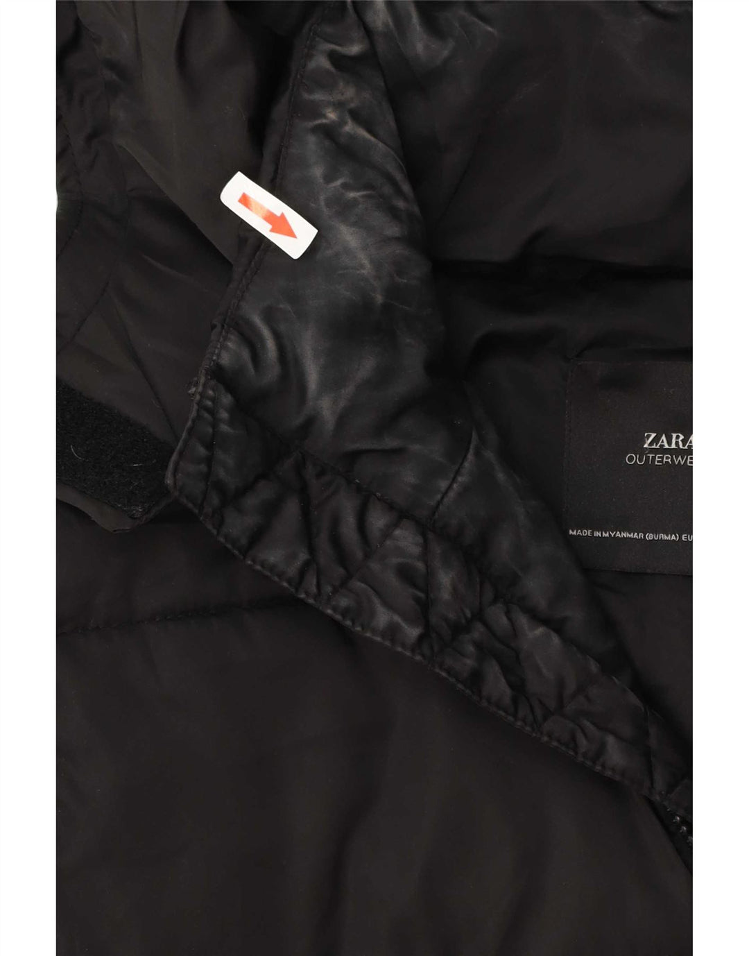 Zara Womens Oversized Hooded Padded Anorak Jacket UK 10 Small Black