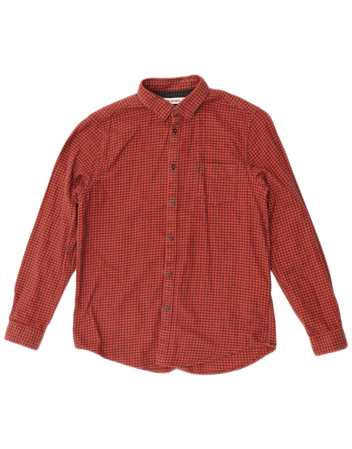 Ben Sherman Chemise en flanelle pour homme en coton pied-de-poule rouge