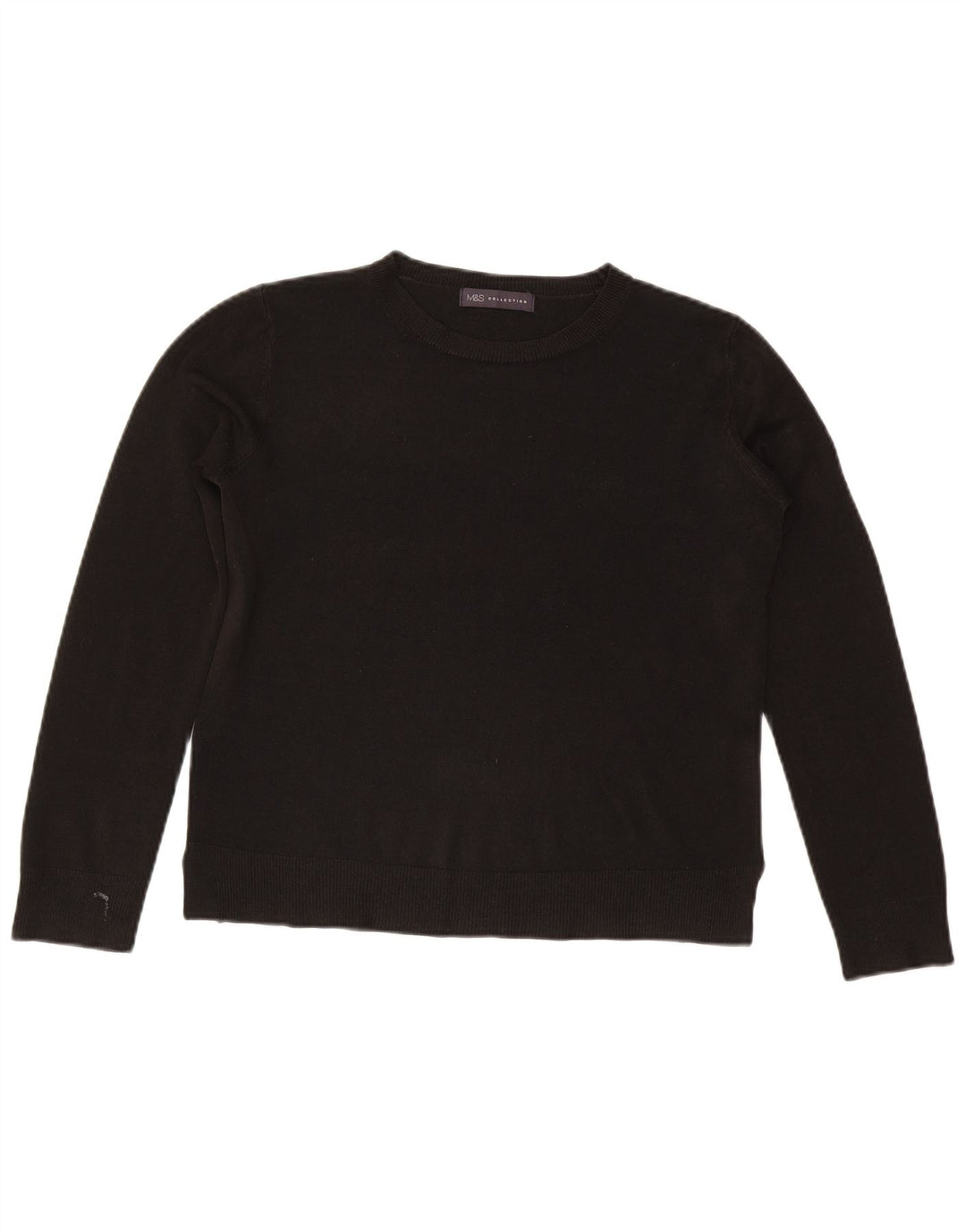 Marks & Spencer Womens Crew Neck Jumper Sweater UK 14 Medium Black Acrylic