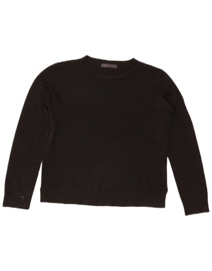 Marks & Spencer Womens Crew Neck Jumper Sweater UK 14 Medium Black Acrylic
