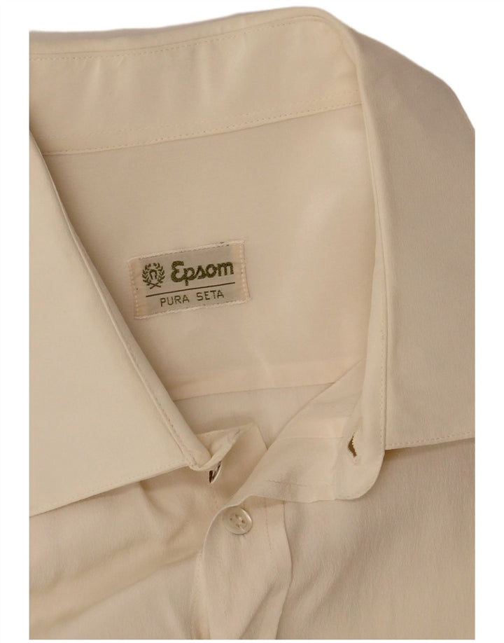 Epsom Mens Shirt Medium Off White Silk